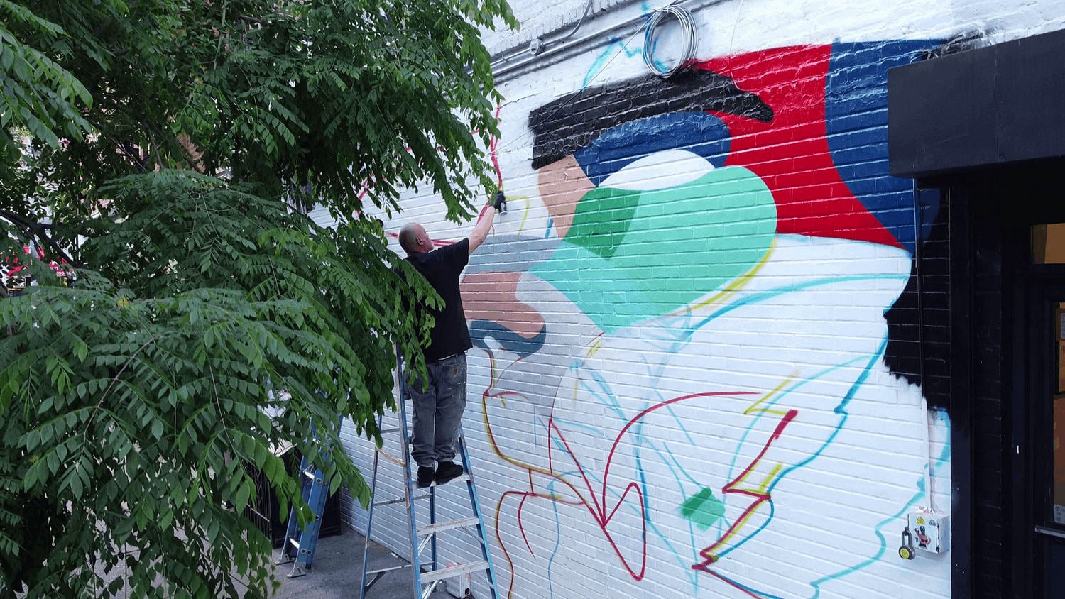 WORK IN PROGRESS STREET ART MURAL BY SOZYONE FOR EL MALO SOLO URBAN ART SHOW NEW YORK CLLCTV.NYC GALLERY