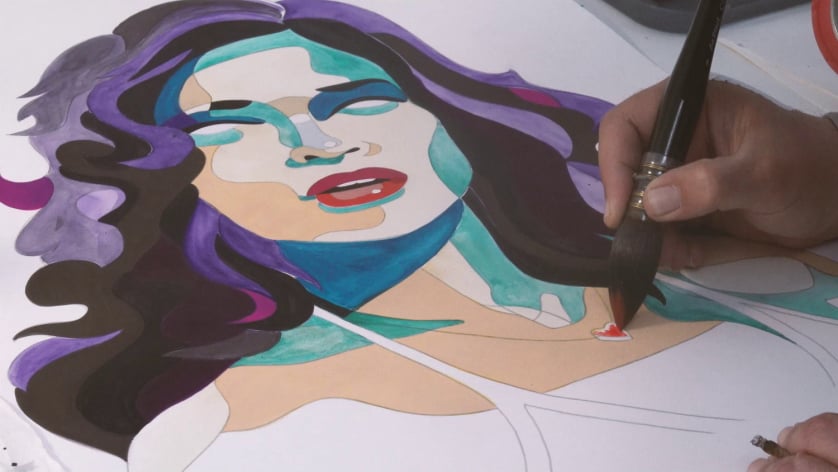 PAINTING IN PROGRESS BY STREET ARTIST SOZYONE FOR EL MALO SOLO URBAN ART SHOW NEW YORK CLLCTV.NYC GALLERY