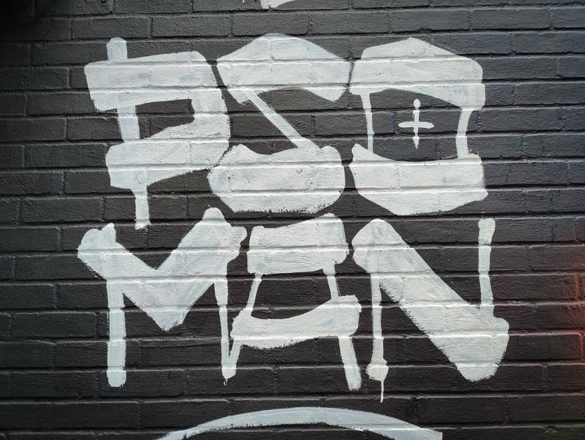 STREET ART MURAL BY PSOMAN FOR HALOS SOLO URBAN ART SHOW NEW YORK CLLCTV.NYC GALLERY