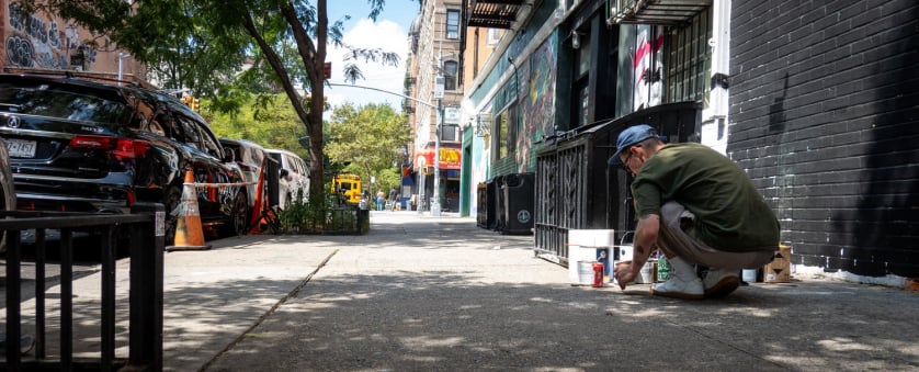 WORK IN PROGRESS STREET ART MURAL BY PSOMAN FOR HALOS SOLO URBAN ART SHOW NEW YORK CLLCTV.NYC GALLERY